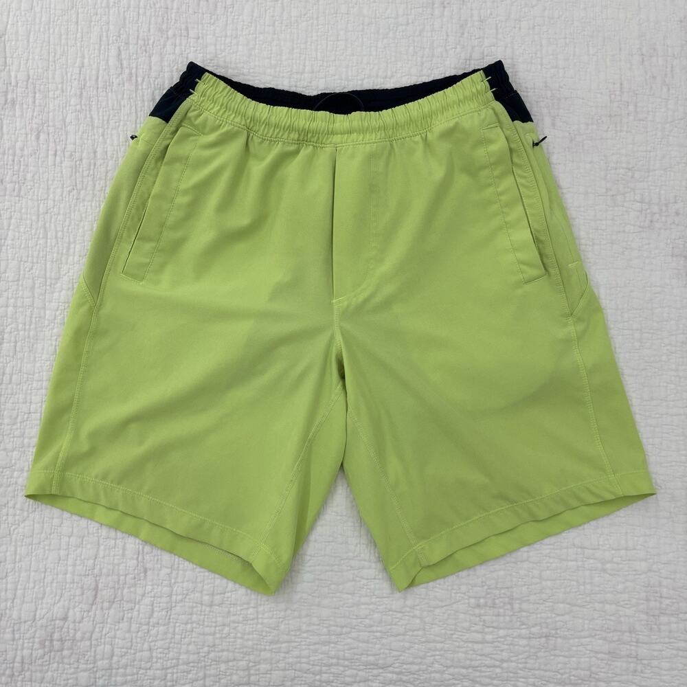 Birddogs Boom Shorts Mens size Medium Neon Green Blue Lined Long Nylon Spandex